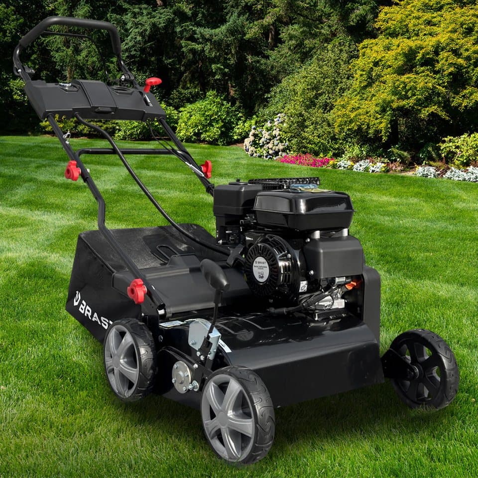BRAST Benzin-Vertikutierer / Lüfter 4-Takt Motor 4,5kW (6,12PS) / 212cm³, TÜV geprüft, 40 cm Arbeitsbreite, (Elektrostart-Funktion