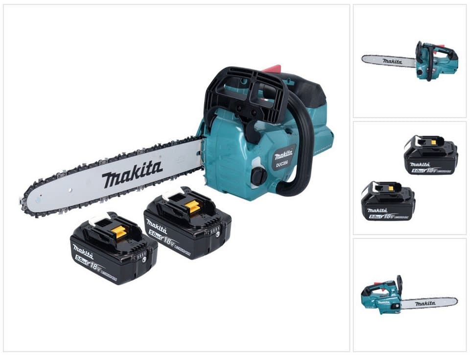 Makita Akku-Kettensäge DUC 356 TB Akku Kettensäge 36 V (2x 18 V) 35 cm Brushless + 2x Akku
