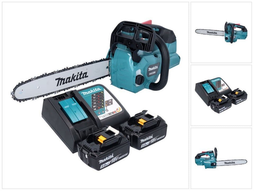 Makita Akku-Kettensäge DUC 356 RTB Akku Kettensäge 36 V (2x 18 V) 35 cm Brushless + 2x Akk