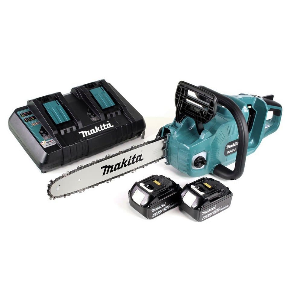 Makita Akku-Kettensäge DUC 353 PG2 Akku Kettensäge 36V (2x18V) Brushless 35 cm + 2x 6,0 Ah