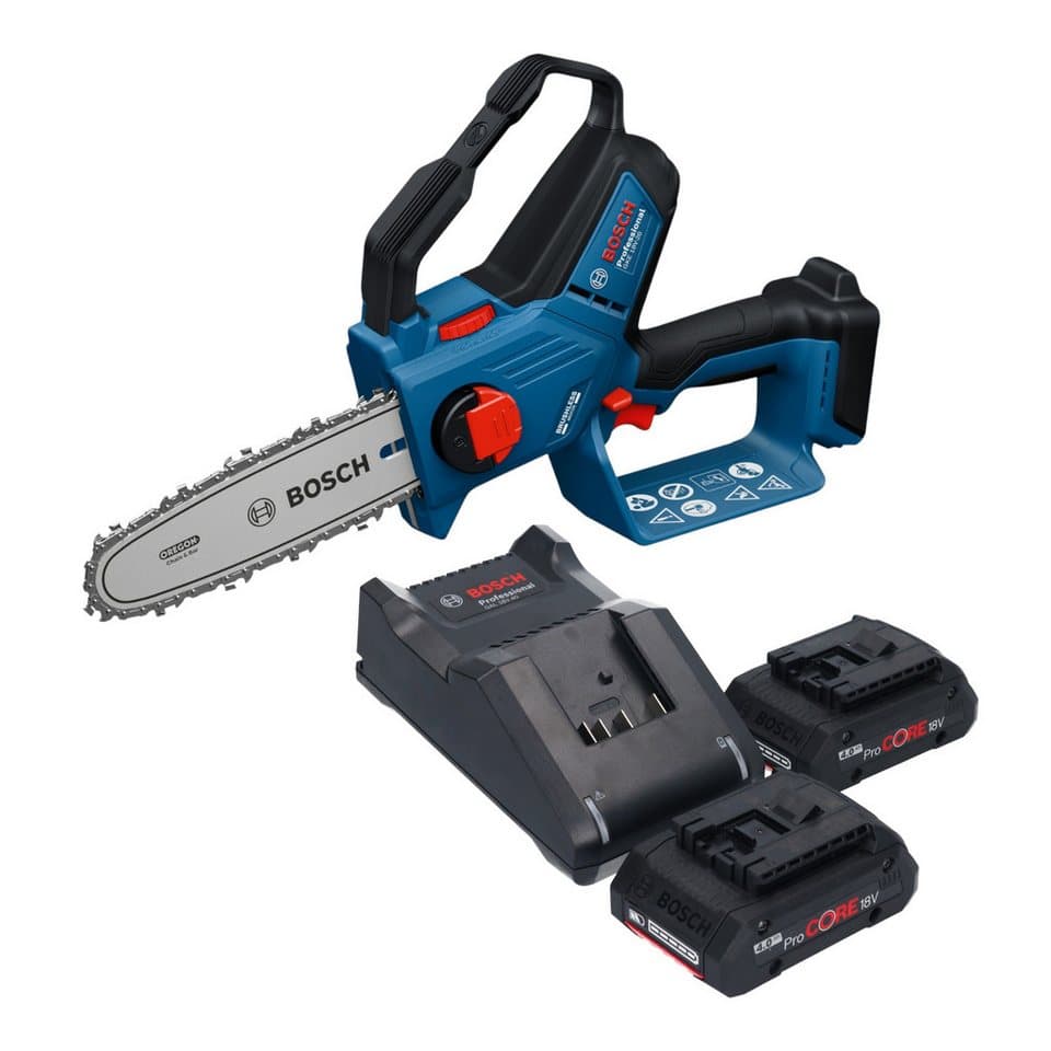 Bosch Professional Benzin-Kettensäge GKE 18V-20 Professional 18 V 18cm + 2x ProCORE Akku 4,0Ah + Lader