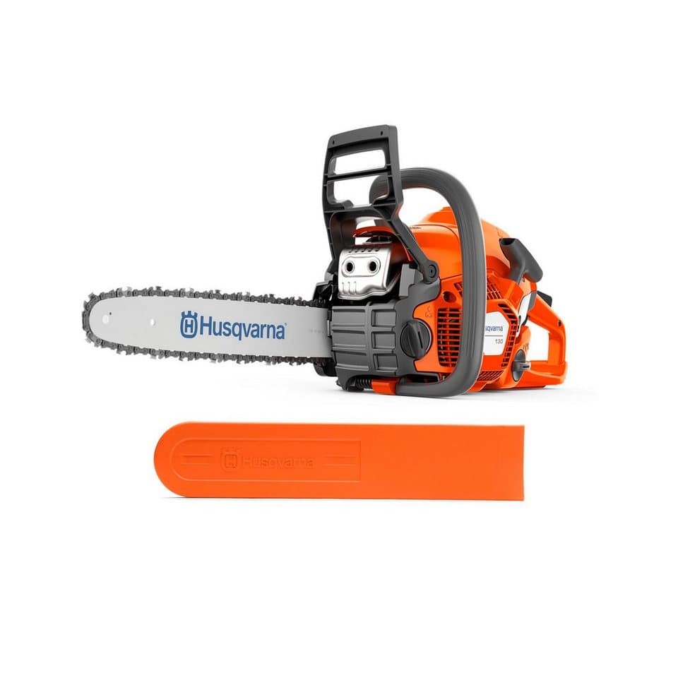 Husqvarna Benzin-Kettensäge 130, 35 cm Schwertlänge, 38 cc X-Torq Motor, 14″-Schwert, LowVib, Smart Start, Air Injection