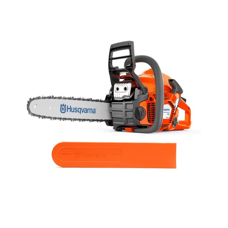 Husqvarna Benzin-Kettensäge 135 Mark II, 35 cm Schwertlänge, 38 cc X-Torq Motor, 14″-Schwert, LowVib, Smart Start, Air Injection