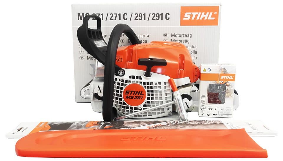STIHL Benzin-Kettensäge MS 291 Benzin Motorsäge, Light 06 – 40cm, 6-tlg.